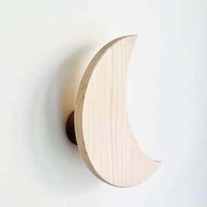 Maple wood wall hook moon - furniture knob moon wall hook - wooden wall knob moon