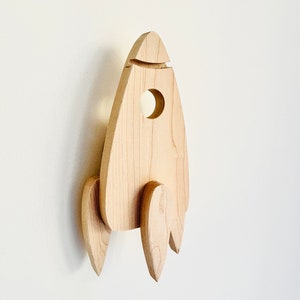 Wooden wall hook rocket - furniture knob rocket wall hook - wooden wall knob rocket