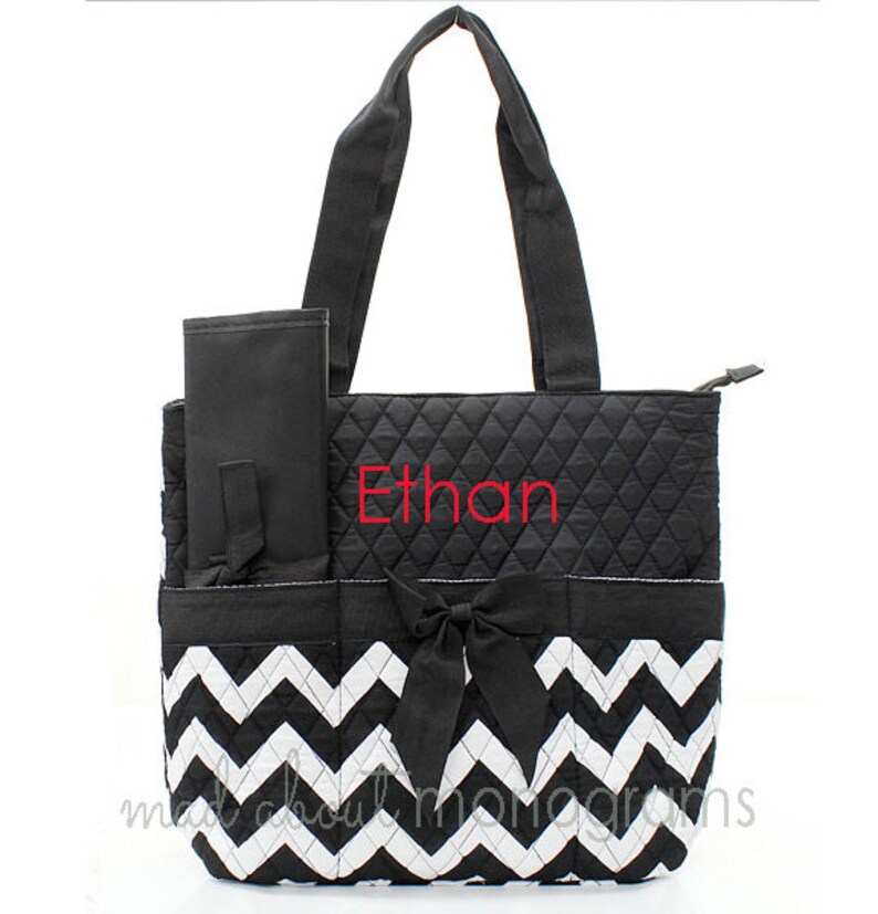monogrammed quilted diaper bags