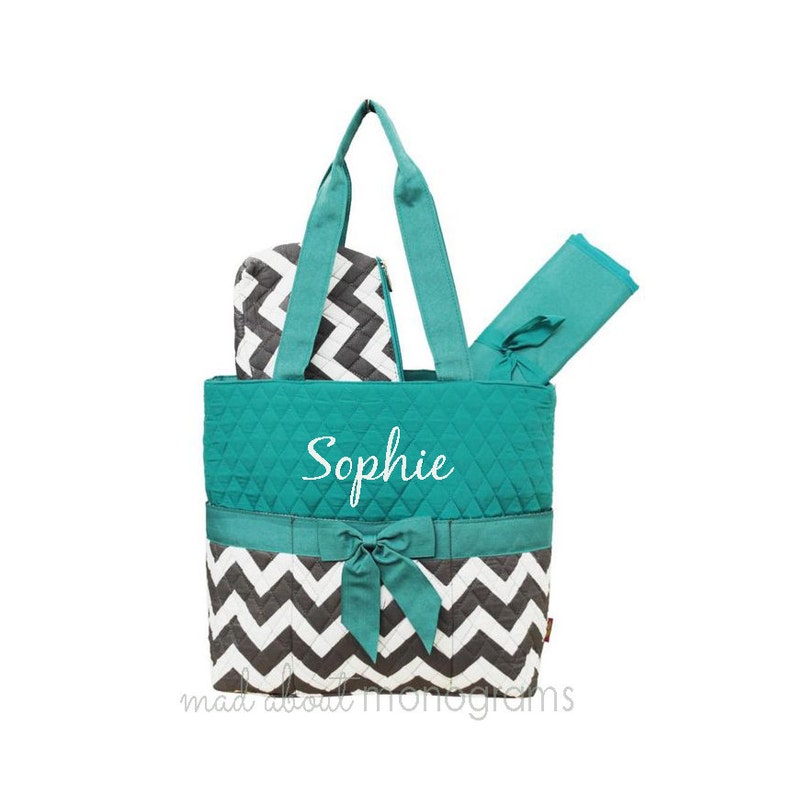 monogrammed quilted diaper bags