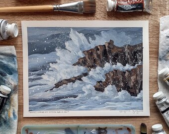 What's Coming is Coming for Us All (Original Gouache Seascape Sketch)