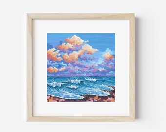 Best Your The Heart (Miniature Gouache Seascape): Unframed 6x6 Fine Art Print