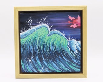 Dignity Can't Wait (Framed Original Miniature Gouache Seascape)