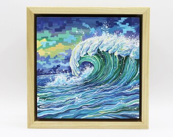 Green Bottle Dusk (Framed Original Miniature Gouache Seascape)