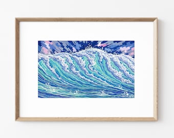 You Get The Best Gods You Can Make (Miniature Gouache Seascape): Unframed 5x7 Fine Art Print