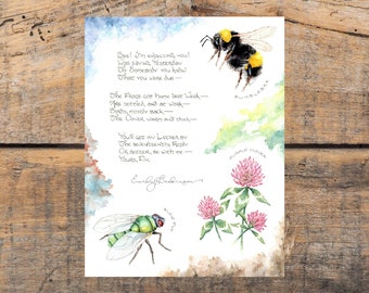 Bee! I'm Expecting You! (Emily Dickinson): 8.5x11 Fine Art Print featuring artwork from Letter No. 17