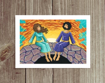 First Good Morning in the New World (Soulscapes No. 5) Fine Art Print featuring Mary Magdalene & Jesus with the Empty Tomb