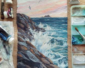 While We Still Had Mouths (Original Gouache Seascape Sketch)