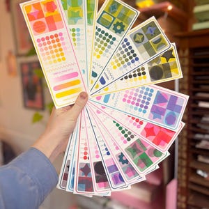 Riso Print Color Swatch Cards, Complete Set of 9 Risograph Ink Colors, 21x8cm