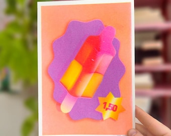 Ice cream pop rocket riso print poster A5