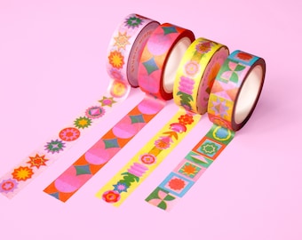 Colorful retro riso pattern washi tape