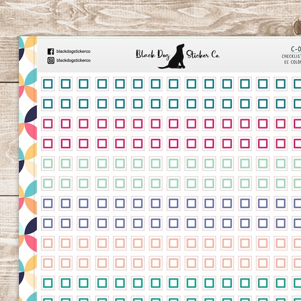 CHECKLIST Individual Square - Planner Stickers - Erin Condren Daily Duo - EC Colors C-011