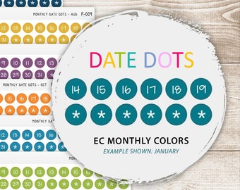  Fantasyon Colorful Date Round Dots Stickers, 12 Planner Sticker  Sheets Dates Sticker Bundle, 420 Dates Planner Stickers for Customizing  Planners Calendars, To Do Lists (candy color) : Office Products