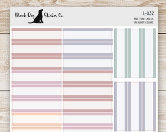 Two Tone LABELS Planner Stickers - Erin Condren In Bloom Colors - Neutral L-032