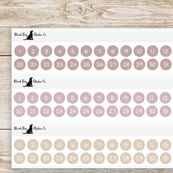 Monthly DATE DOTS - Planner Stickers - Erin Condren Wildflowers  Colors - Neutral L-039
