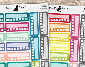 BLANK Habit Trackers - Erin Condren or Rainbow Colors - Planner Stickers T-001