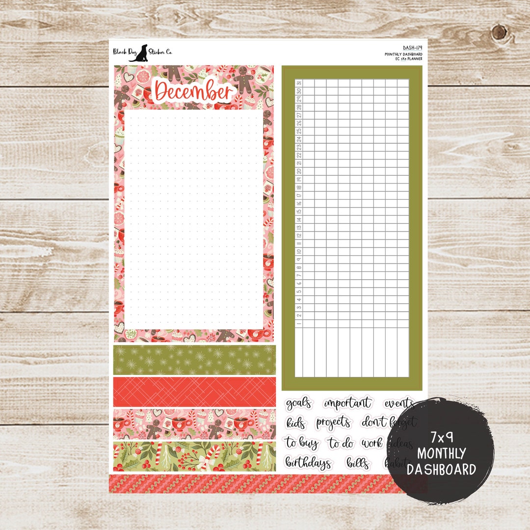 Erin Condren EC 7x9 or A5 Dashboard Monthly Kit - December - Christmas ...