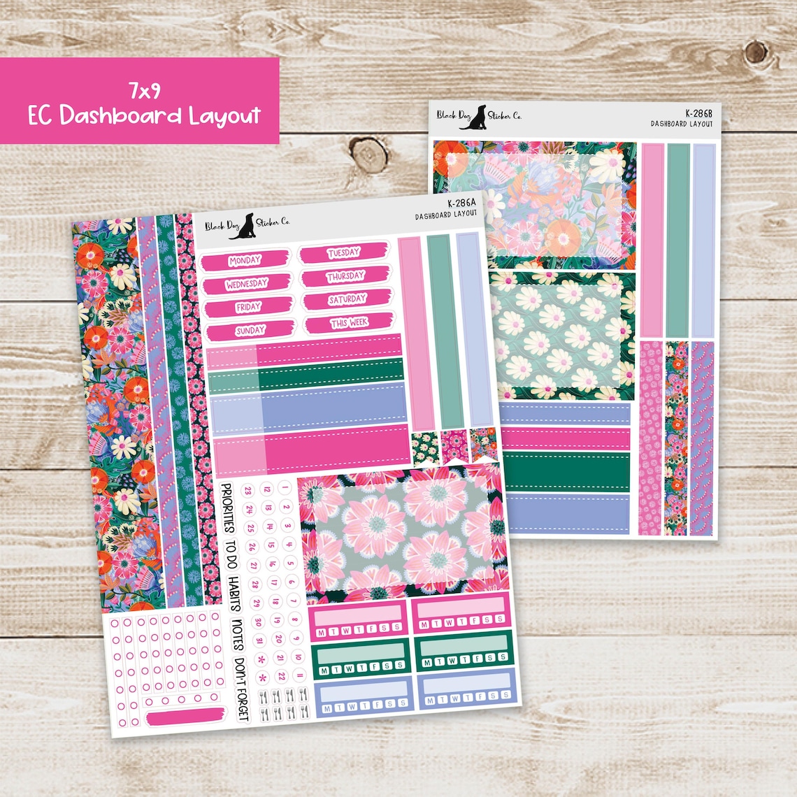 DB-286 Erin Condren EC 7x9 Dashboard Layout Weekly Kit - Bold and ...