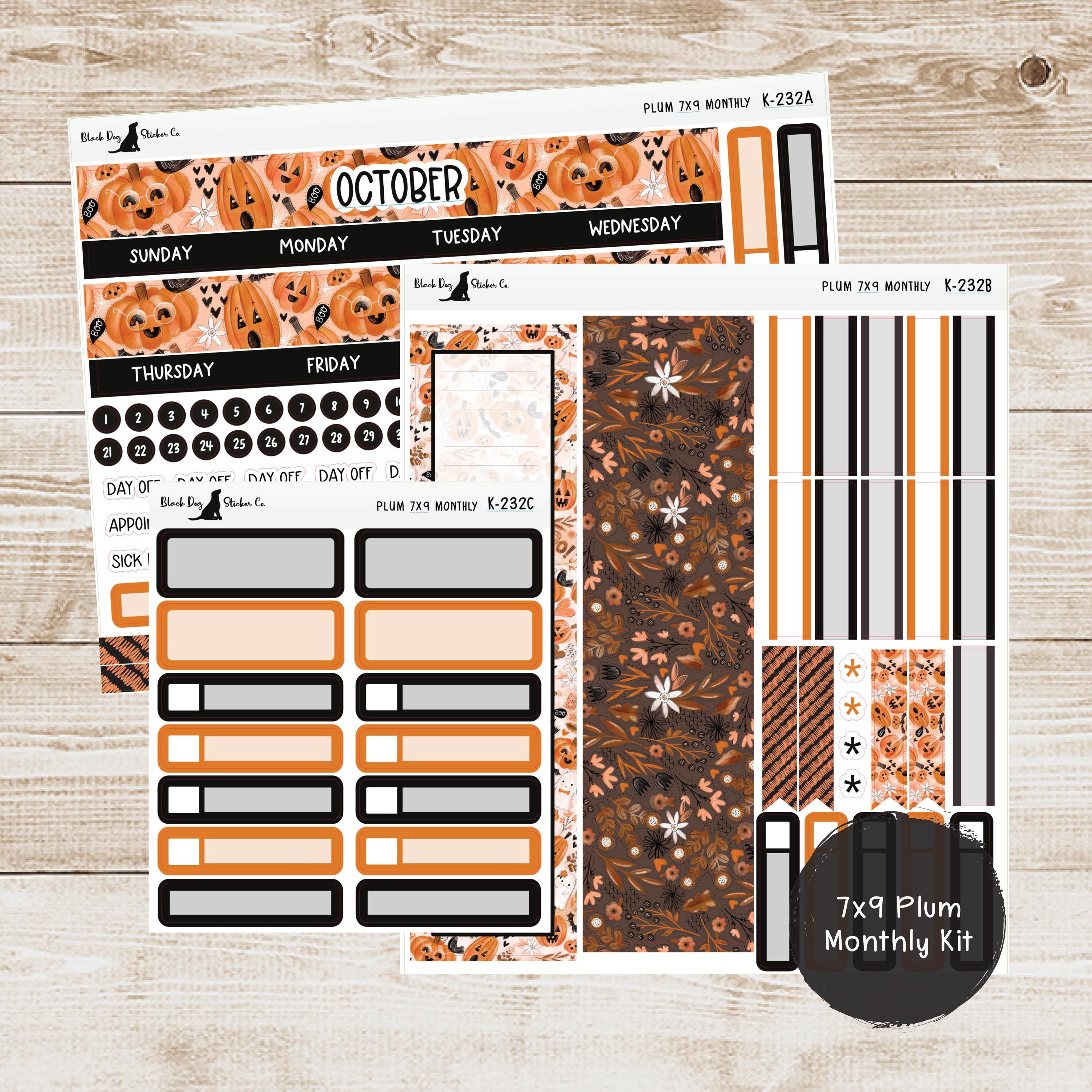 K-232 Plum Paper 7x9 Monthly Kit - October 2024 - Boo to You - Planner ...