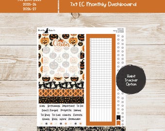 Erin Condren EC 7x9 Dashboard Monthly Kit - October 2026 - Classic Halloween - Planner Stickers - 7x9D-356