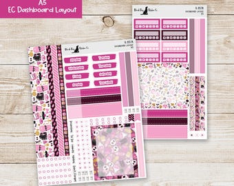 DB-357 Erin Condren EC A5 Dashboard Layout Weekly Kit - Pink Vampire - Planner Stickers