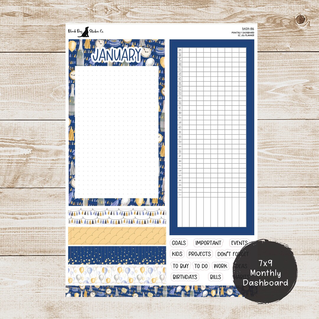 Erin Condren EC 7x9 or A5 Dashboard Monthly Kit - January 2024 - Happy ...