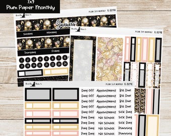 K-309 Plum Paper 7x9 Monthly Kit - January 2026 - New Year's - Planner Stickers