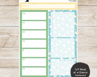 Erin Condren EC 7x9 or A5 Week at a Glance Kit - Summer Daisies - Planner Stickers - 7x9W-214 or A5W-214