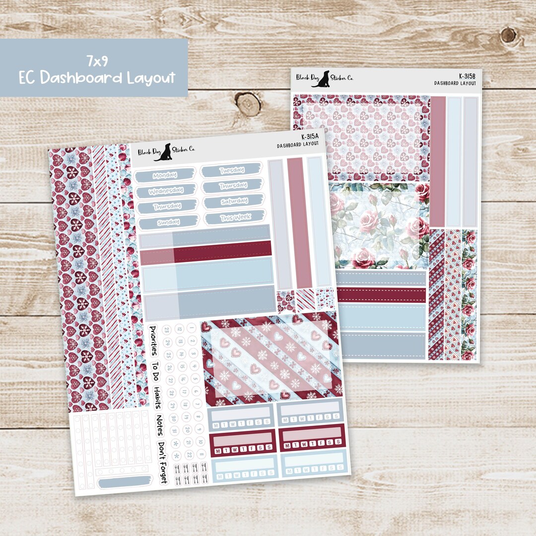 DB-315 Erin Condren EC 7x9 Dashboard Layout Weekly Kit - Winter Romance ...