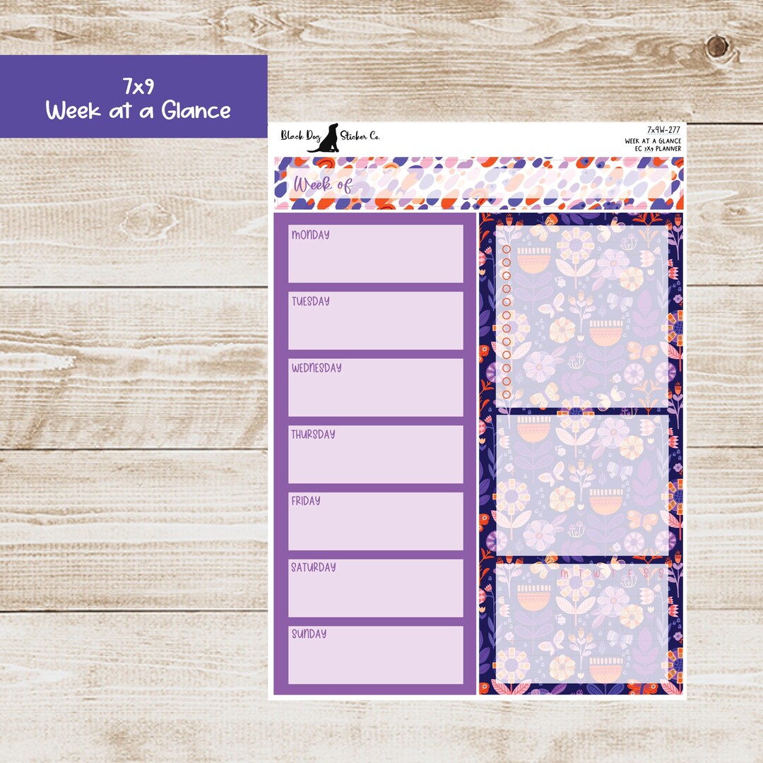 W-277 Erin Condren EC 7x9 or A5 Week at a Glance Kit - Bright Blooms ...