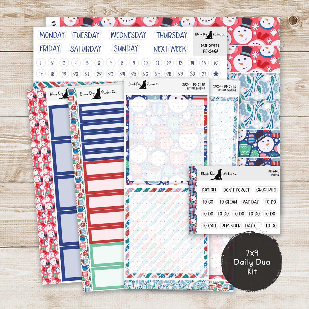DD-246 EC 7x9 Daily Duo Weekly Kit - Cozy Winter - Planner Stickers - Etsy
