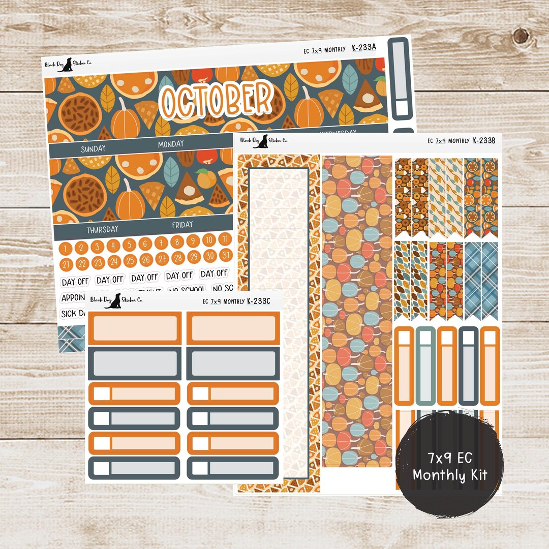 K-233 Erin Condren EC 7x9 Monthly Kit - October 2024 - Fall Treats ...