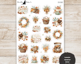 Sweater Weather - Decorative Fall Clip Art Stickers -  Planner Stickers CA-362