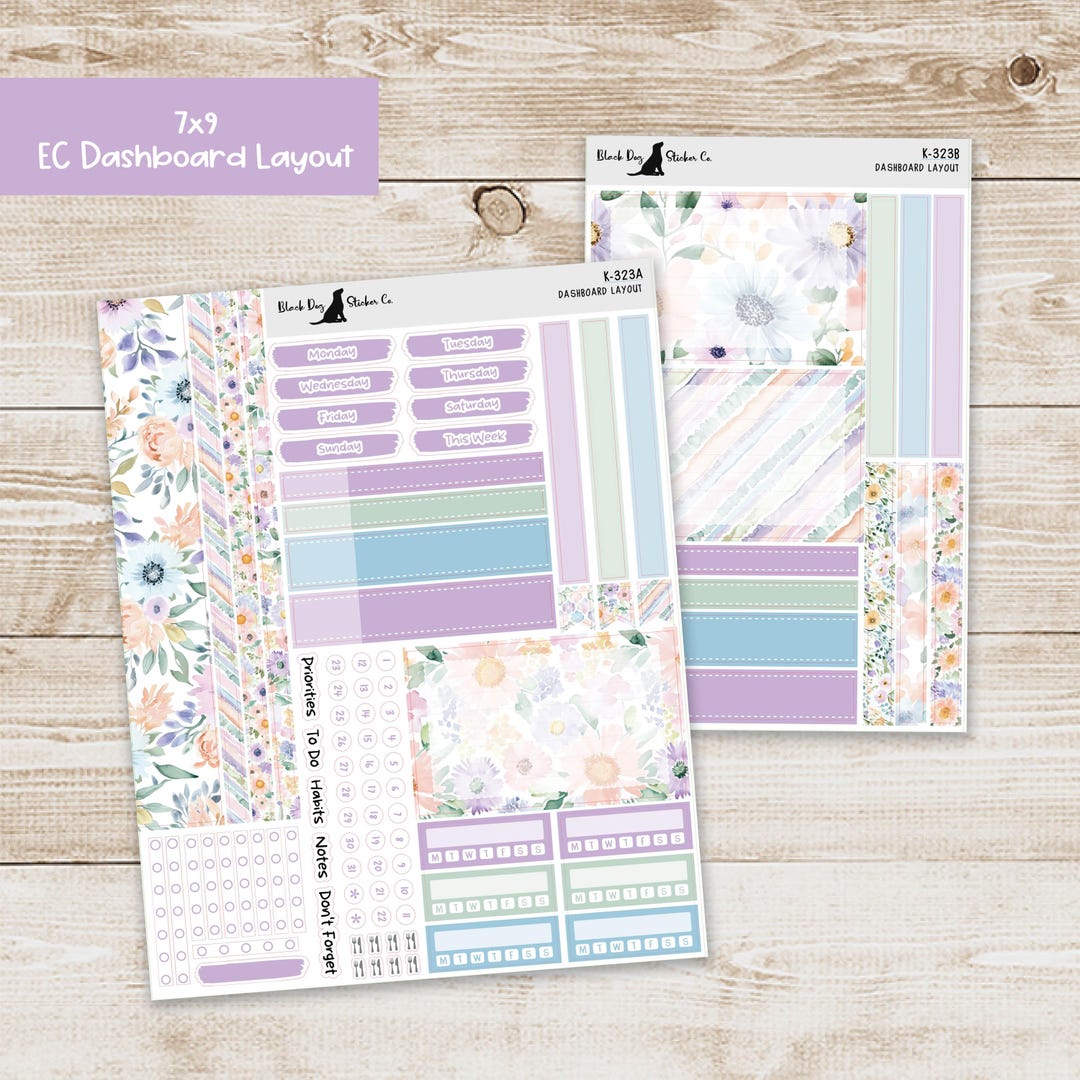 DB-323 Erin Condren EC 7x9 Dashboard Layout Weekly Kit - Petals and ...