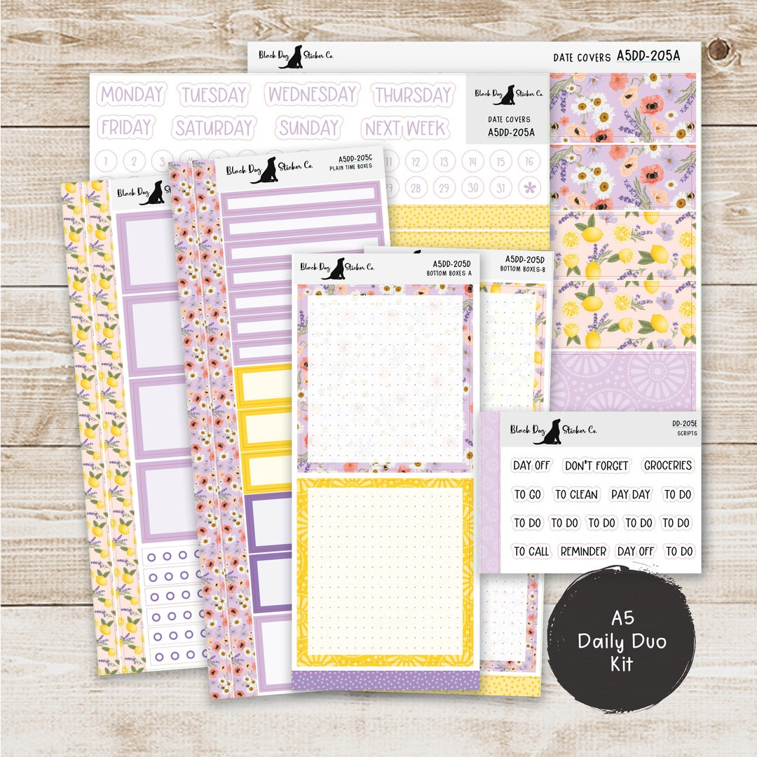 Erin Condren EC A5 Daily Duo Weekly Kit - Lavender and Honey - Planner ...