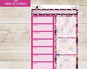 W-357 Erin Condren EC 7x9 or A5 Week at a Glance Kit - Pink Vampire - Planner Stickers