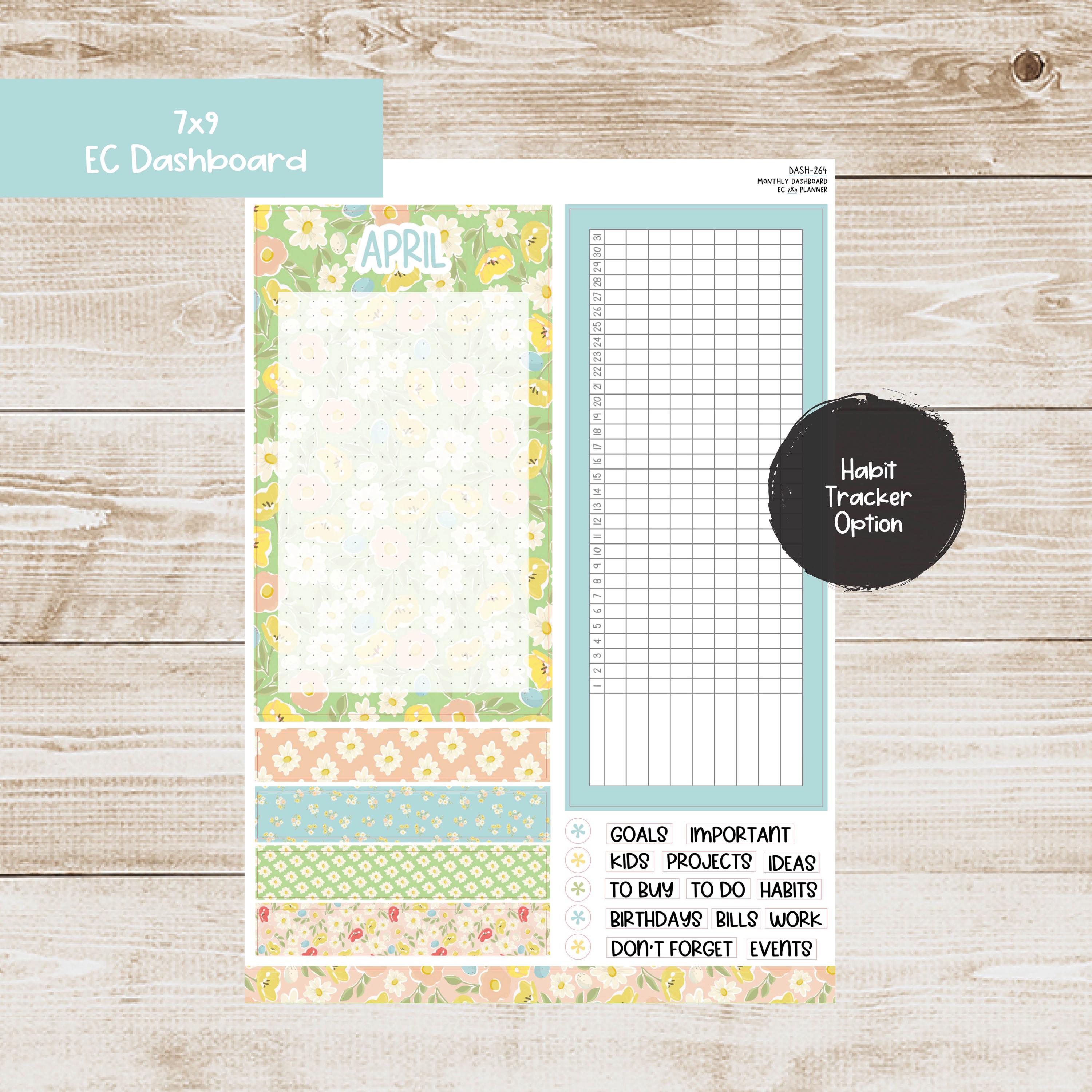 Erin Condren EC 7x9 Dashboard Monthly Kit - April 2025 - Gorgeous ...