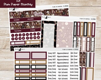 K-355 Plum Paper 7x9 Monthly Kit - October 2026 - Bewitched - Planner Stickers