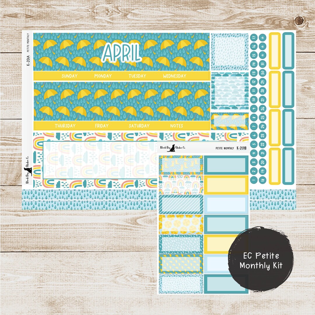 PET-201 - Erin Condren Petite Monthly Kit - April 2024 - Rain Showers ...
