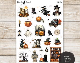 Classic Halloween - Decorative Fall Clip Art Stickers -  Planner Stickers CA-356