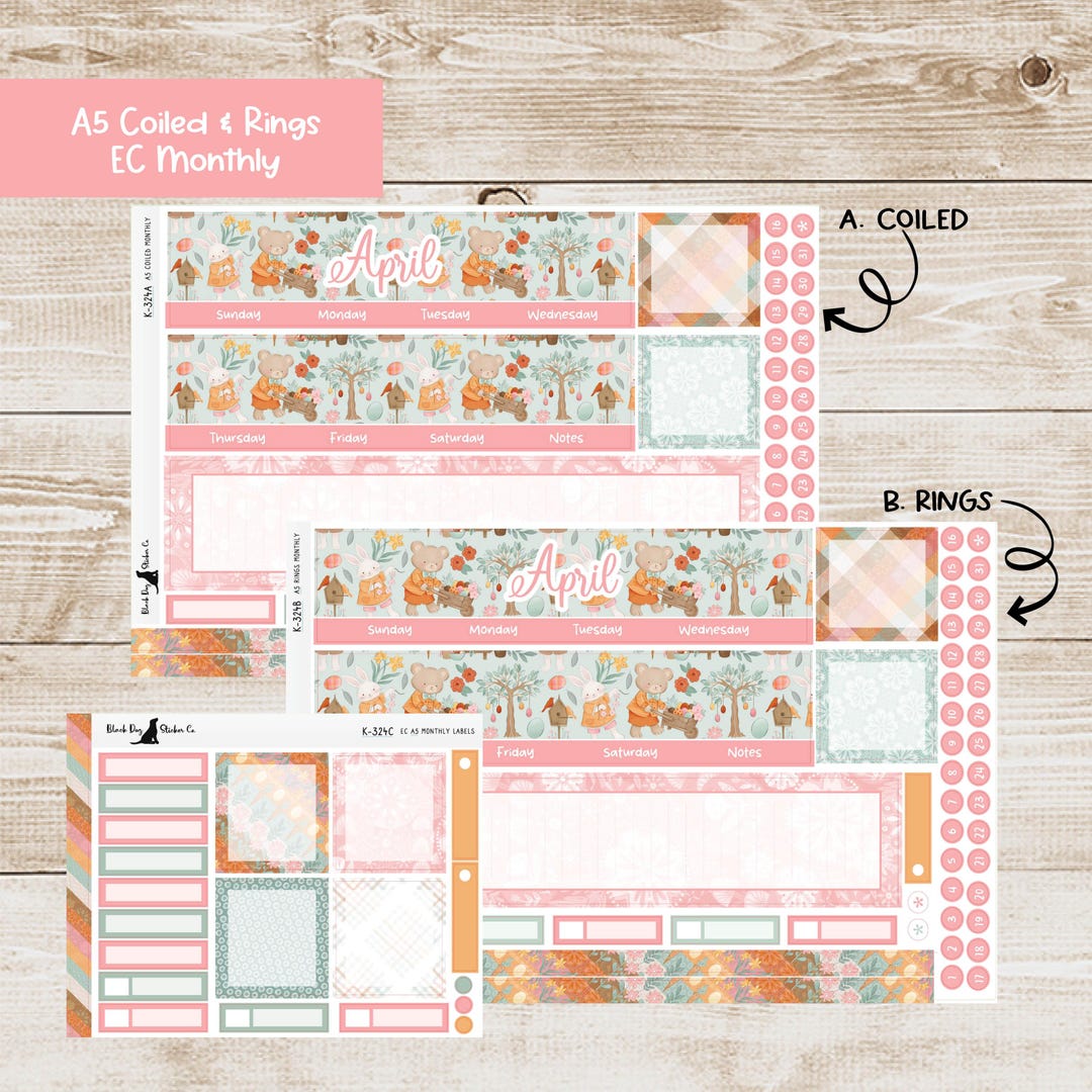 K-324 Erin Condren A5 Monthly Kit - April 2026 - Easter Cuties ...