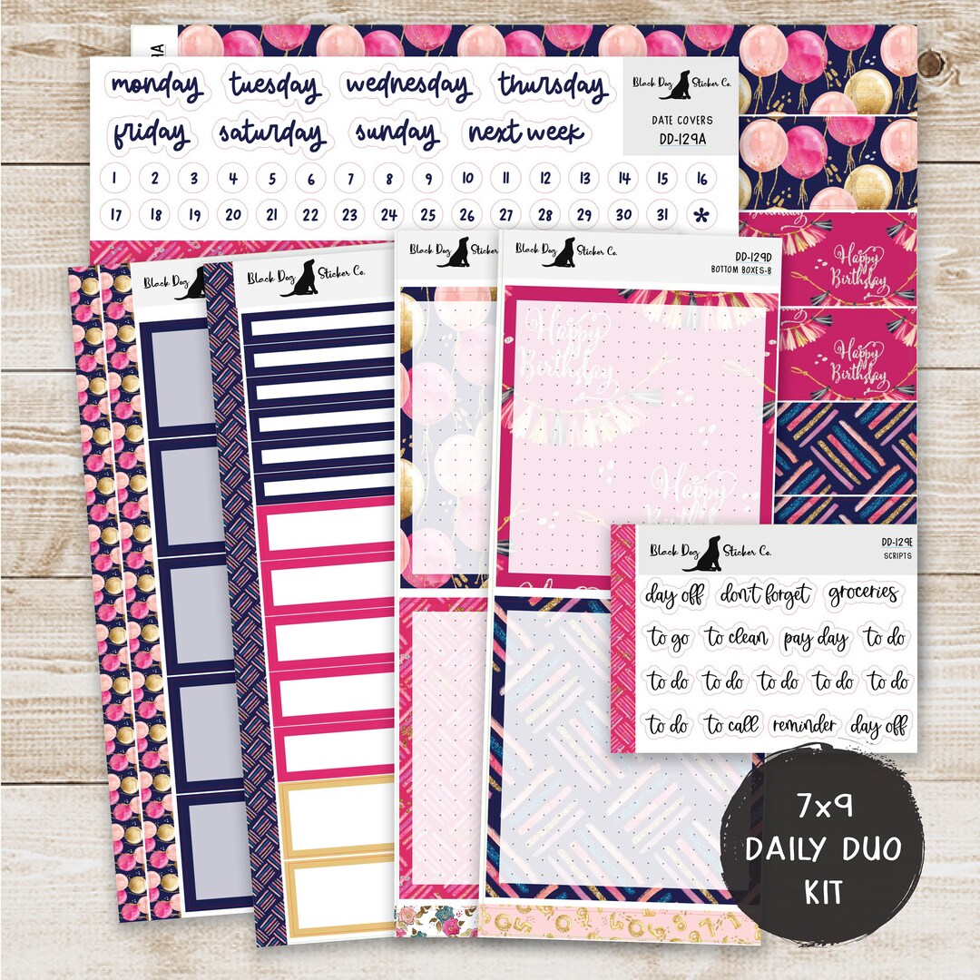 DD-129 EC 7x9 Daily Duo Weekly Kit - Birthday Queen - Planner Stickers ...