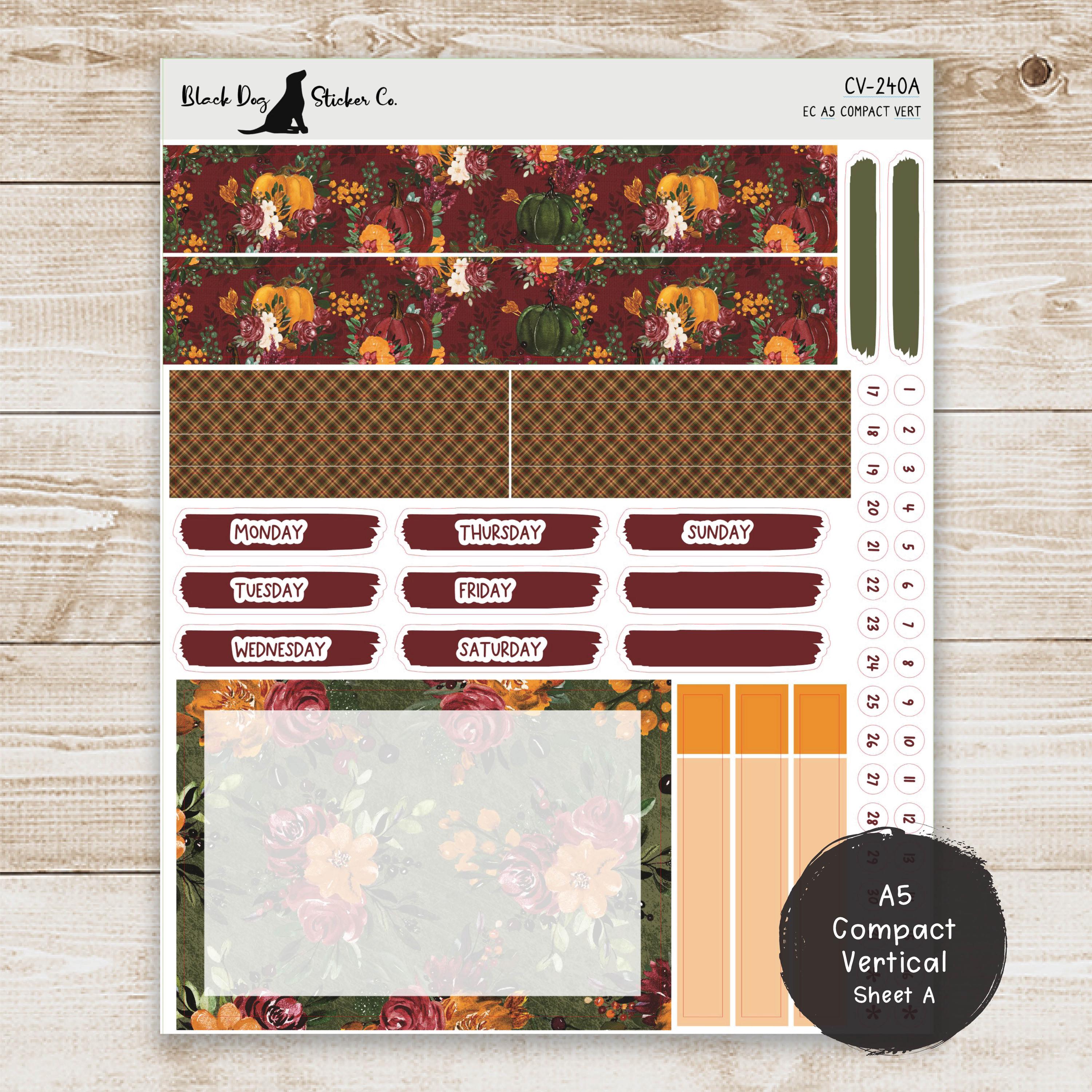 Erin Condren EC A5 Compact Vertical Weekly Kit - Autumn Florals ...