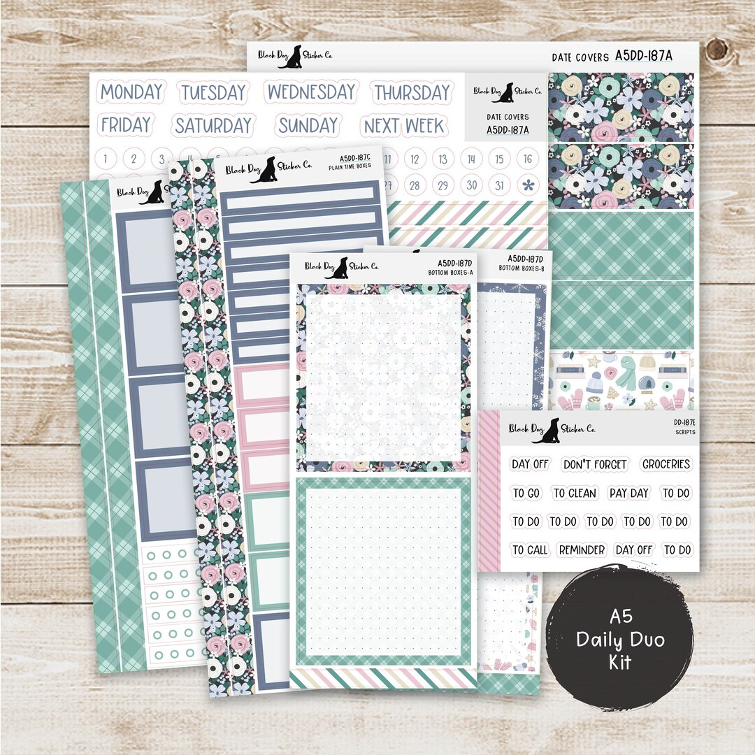 Erin Condren EC A5 Daily Duo Weekly Kit Snowy Day Planner Stickers A5DD ...