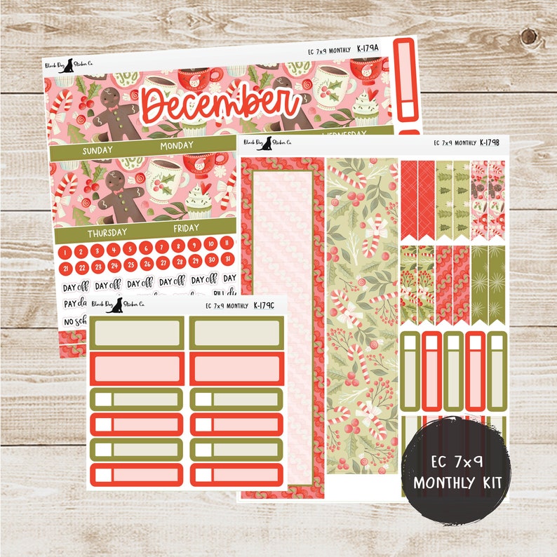 K-179 Erin Condren EC 7x9 Monthly Kit - December 2023 - Christmas ...