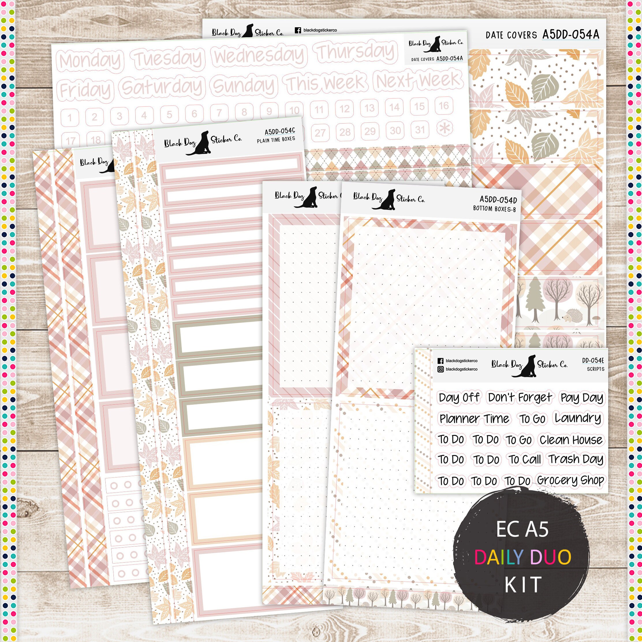 Erin Condren EC A5 Daily Duo Weekly Kit - Hello Autumn - Planner Stic…