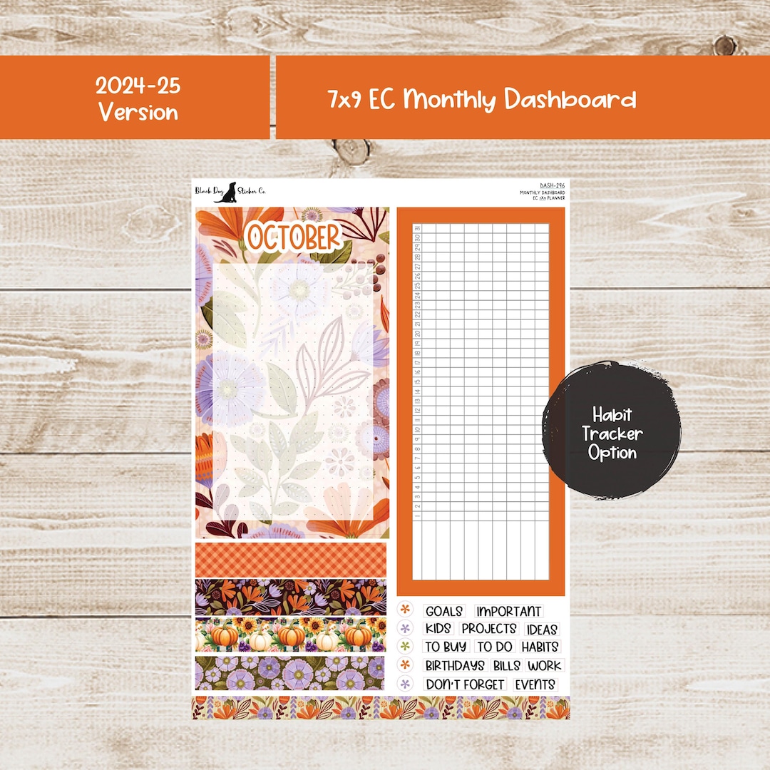Erin Condren EC 7x9 Dashboard Monthly Kit - October 2025 - Fall Breeze ...