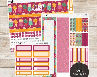 K-215 Erin Condren EC 7x9 Monthly Kit - June 2024 - Fruity Fun - Planner Stickers