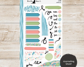 K-213Weekly Kit & Add-Ons - Journaling Sheet - Island Vibes - Planner Stickers