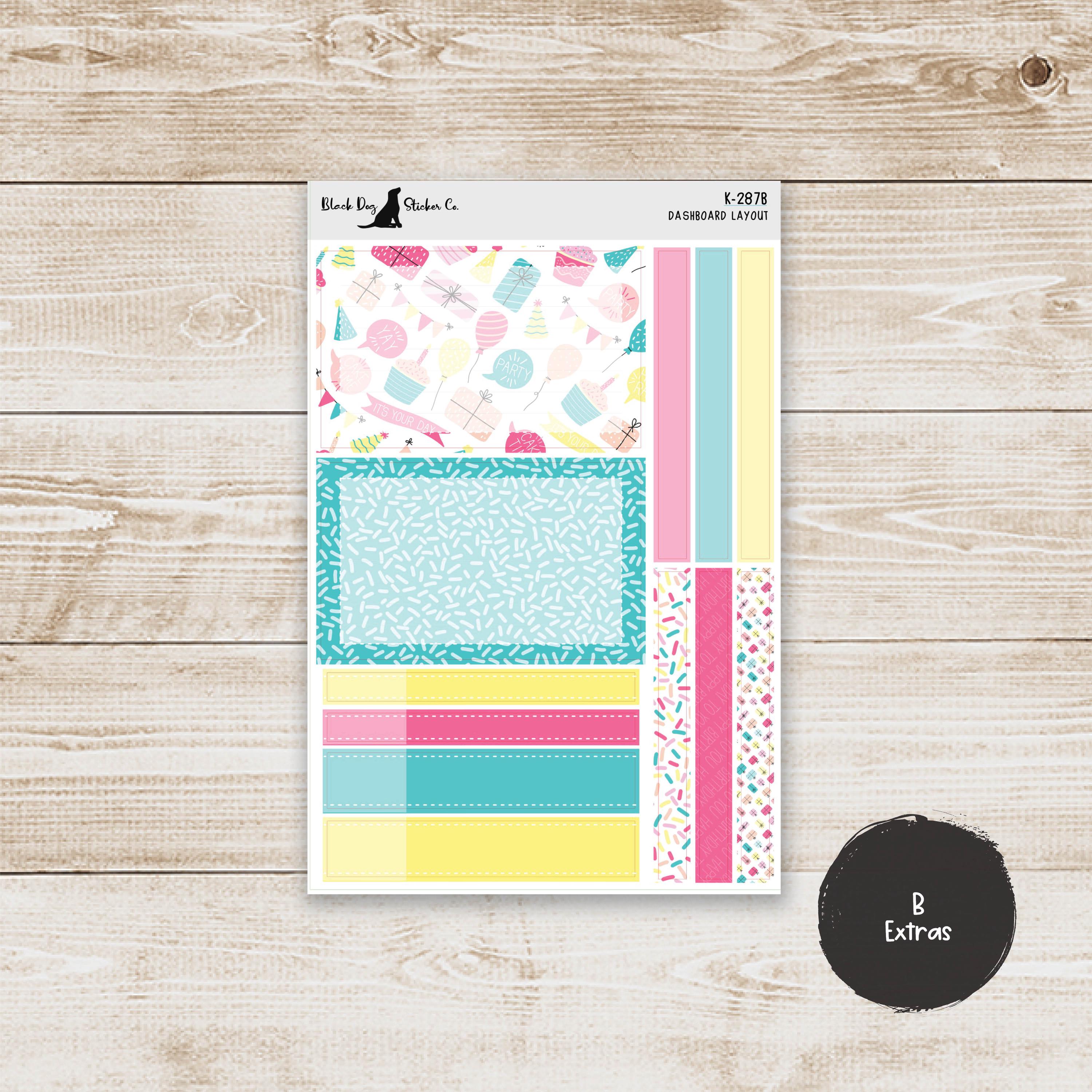 DB-287 Erin Condren EC 7x9 Dashboard Layout Weekly Kit - Birthday Bash ...